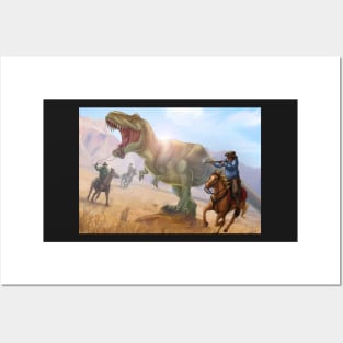 T-Rex and Cowboys Posters and Art